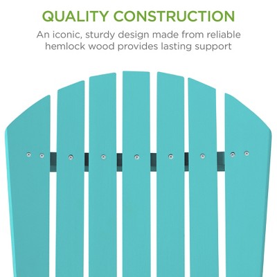 Turquoise Folding Hemlock Wood Adirondack Chair with Arms