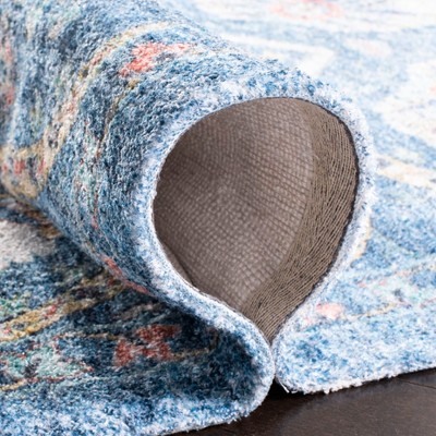 Handmade Blue & Cream Cotton-Synthetic 4'x6' Reversible Flat Woven Rug