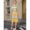 INSPIRE CHIC Women's Striped Ribbed Short Sleeve Midi Basic Knitted Dresses - 3 of 4