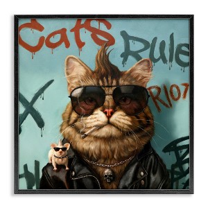 Stupell Industries Cats Rule Graffiti Urban Animals Black Framed Giclee Art - 1 of 4