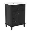JUJABU 24" Bathroom Vanity with Ceramic Sink, 2 Drawers and  Adjustable Shelf - 2 of 4