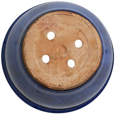 Imperial Blue 18-Inch Ceramic Outdoor Planter with Glazed Finish