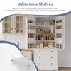 77" Farmhouse Kitchen Pantry Cabinet, Freestanding Tall Cupboard with 3 Adjustable Shelves, 8 Door Racks & 3 Drawers - 4 of 4