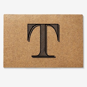 Personalization Mall Noir Initial 18x27 Synthetic Coir Doormat - 1 of 1