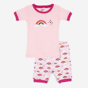 Leveret Kids Two Piece Cotton Short Pajamas Rainbow Pink 6 Year - 1 of 4