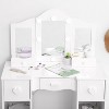 Nasitip Kids Vanity, Vanity Table with Tri-Folding Mirror, Light,Stool & Drawer, 2-in-1 Wooden Princess Makeup Desk Dressing Table Set for Kids - 2 of 4