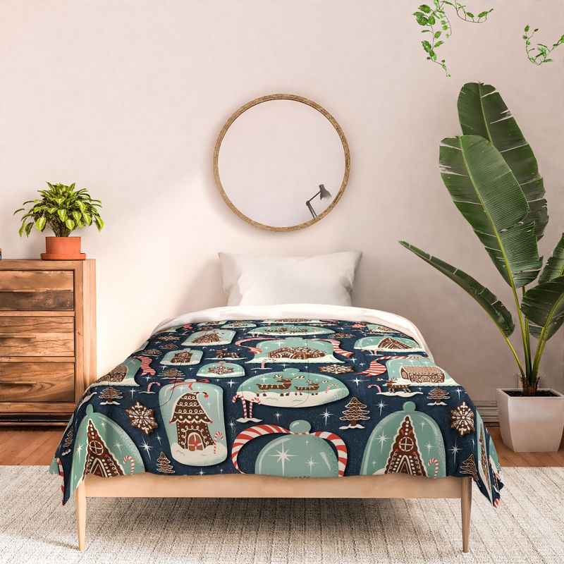 Heather Dutton Gingerbread Village Blue Comforter + Pillow Sham(s) - Deny Designs, 3 of 4