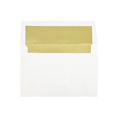 JAM Paper A8 Foil Lined Invitation Envelopes 5.5 x 8.125 White with Gold Foil 3243664I