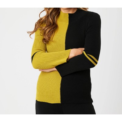 Women's Two Tone Mock Neck Sweater - Angel Apparel
