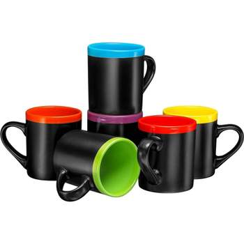  Mixpresso 4 Piece Mug Set, 16 Oz Coffee Mugs with Large Handle  For Hot or Cold Drinks, Colorful Ceramic Coffee Mug Set For Coffee, Tea,  Cappuccino, Milk, Cocoa, Cereal. Black and