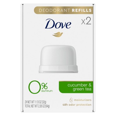 Dove Beauty 0% Aluminum Cucumber & Green Tea Deodorant Refills - 1.13oz/2pk