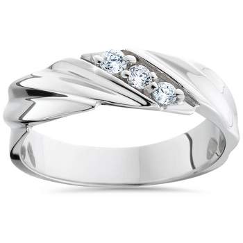 Pompeii3 Three Stone Diamond 14K White Gold Wedding Ring