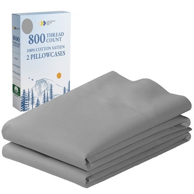 Luxury Pillowcase Set - 800 Thread Count 100% Cotton Sateen, Soft & Cooling Pillowcases by California Design Den