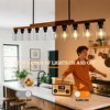 BAOURE 3-Light Farmhouse Wood Chandelier - 19.69" Rustic Rectangular Pendant Light - Black with Seed Glass Shades for Kitchen Islands & Dining - 3 of 4