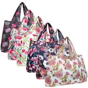 Wrapables Large Foldable Tote Nylon Reusable Grocery Bags, 6 Pack - 1 of 4