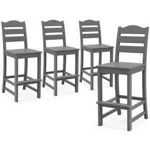 Costway Outdoor HDPE Bar Stool Patio Tall Chair Backrest Footrest All Weather Gray/Turquoise/Black/Navy - 1 of 4