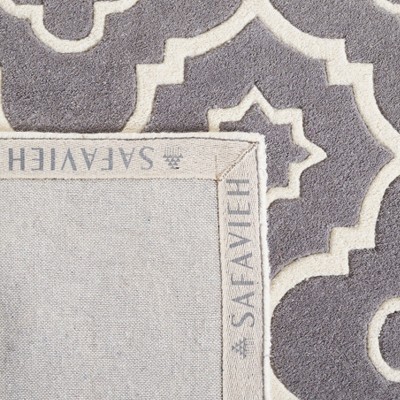 Ivory and Dark Grey Hand-Tufted Wool Square Rug