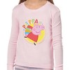 Peppa Pig Girls Pink and Grey Striped Pajamas Shirt and Pant Tight Fit Set Pink - 4 of 4