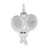 Black Bow Jewelry 14k White Gold & FW Cultured Pearl Double Tennis Racquet Charm - 3 of 4