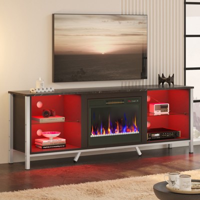 Bestier 70“ Modern LED Fireplace Entertainment Center with Chimney for TVs up to 80”