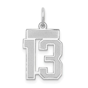 Black Bow Jewelry 14k White Gold, Jersey Collection, Small Number 13 Pendant - 1 of 4