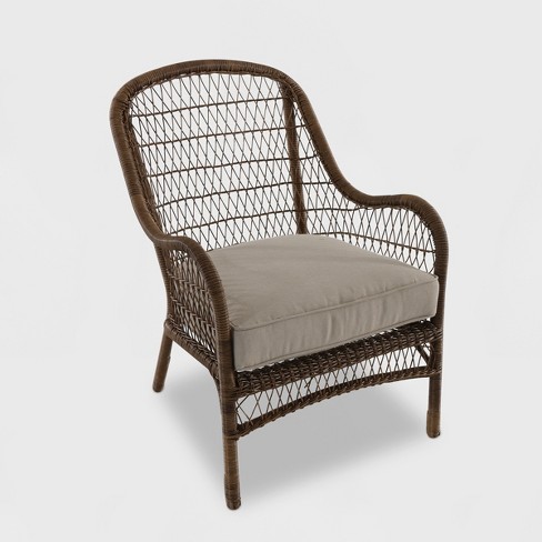 Open Weave Wicker Patio Accent Chair Tan Threshold