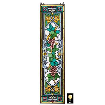 Design Toscano Grapes on the Vine Tiffany-Style Stained Glass Window