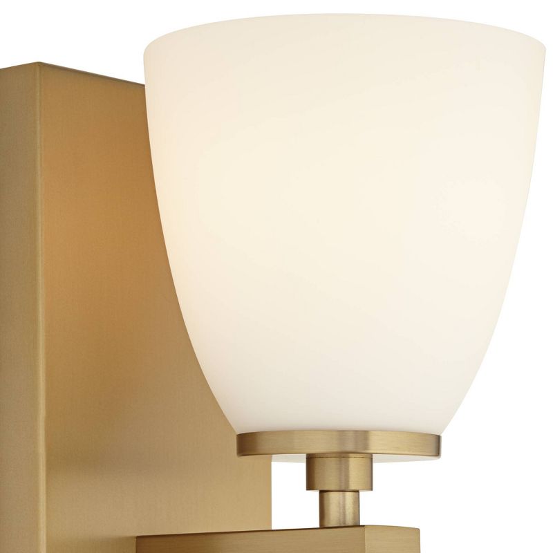 Possini Euro Design Modern Wall Light Sconce Brass Warm Hardwired 5" Wide Fixture White Frosted Glass for Bedroom Bathroom Bedside, 3 of 8