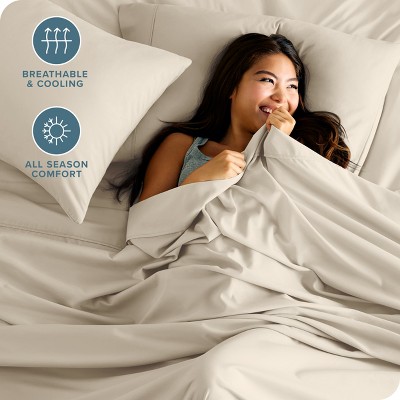 Split King Sand Microfiber Deep Pocket Sheet Set