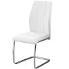 Monarch Specialties Dining Chair Set Of 2 Side Upholstered Kitchen Dining Room Pu Leather Look Metal White Chrome Contemporary Modern - 3 of 4