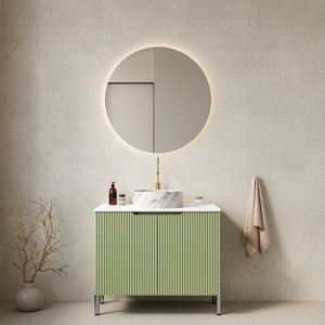 Dolonm 30" Freestanding Bathroom Vanity with White Ceramic Sink, Carrara Marble Countertop and Soft Close Cabinet Storage - 1 of 4