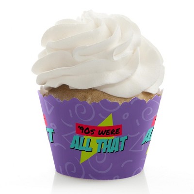 Big Dot of Happiness 90's Throwback - 1990s Party Decorations - Party Cupcake Wrappers - Set of 12