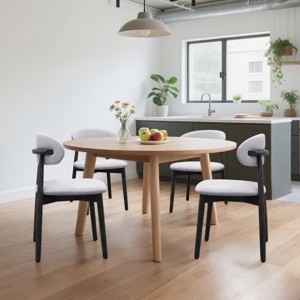 Set of 2 Upholstered Dining Chairs with Black Solid Wood Legs, Linen Armless Accent Chairs for Dining Room, Living Room, or Kitchen-Tanpinhause - 1 of 4