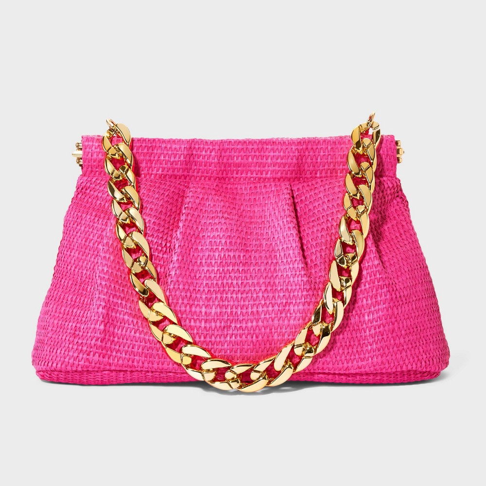 Straw Facile Frame Clutch - A New Day™ Pink