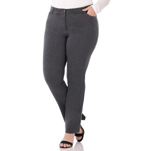 Rekucci Curvy Woman  Straight Leg Pants with Stretch Waist and Pockets - 1 of 3
