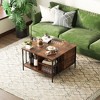 Zeus & Ruta 31.5" Farmhouse Lift-Top Coffee Table with Adjustable Height, Hidden Compartment & 3 Shelves for Living Room - 3 of 4