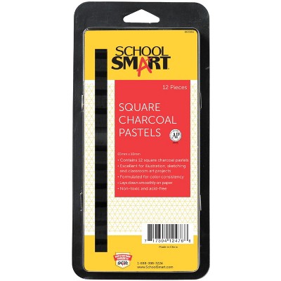 School Smart Square Compressed Charcoal Sticks, Black, pk of 12