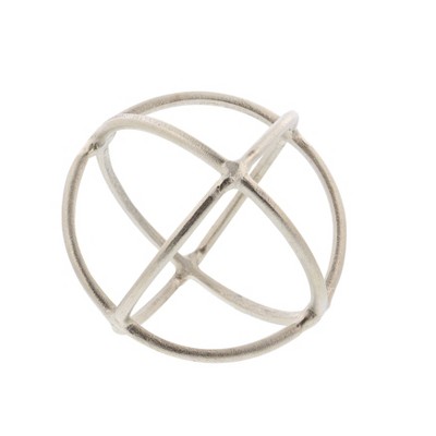 Sleek Silver Aluminum Geometric Orbs Set of 2 - Modern Elegance