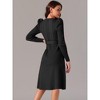 Seta T Women's Puff Long Sleeve Crewneck Tie Waist A-Line Ribbed Knit Midi Sweater Dress - 4 of 4