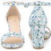 Perphy Women's Floral Printed Open Toe Ankle Strap Chunky Heels Sandals - 3 of 4