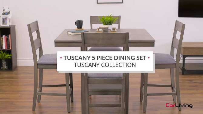 Set of 2 Tuscany Counter Height Dining Chair Washed Gray - CorLiving, 2 of 15, play video