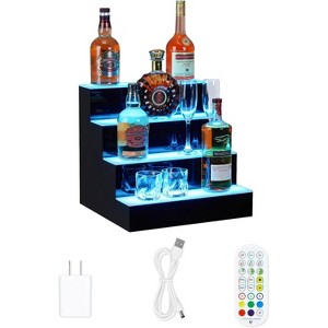 LED Lighted Liquor Shelf 2/3/4 Tier - Acrylic Backlit Bottle Rack with Remote/App Control, Stylish Holder for Home Bar, Wine & Whiskey - 1 of 4