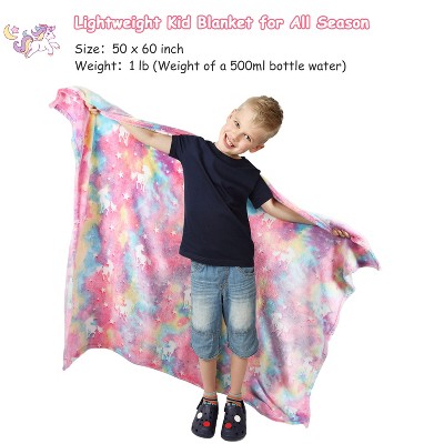 Catalonia Pink Unicorn Glow in the Dark Fleece Blanket, 50" x 60"