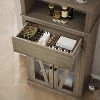 Gray  665 Inch Farmhouse Tall Storage Cabinet Slim Five Tier Wooden Bookcase with Glass Doors and Drawer Grey Wood Finish - 4 of 4