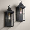 John Timberland Sunderland Vintage Wall Light Sconces Set of 2 Black Metal Hardwired 6 3/4" Fixture Clear Glass Panels for Bedroom Bathroom - image 2 of 4