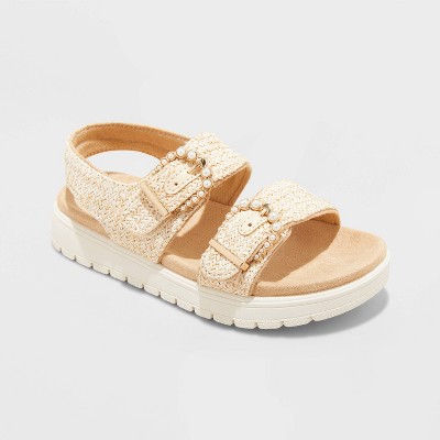 Toddler Sequerah Footbed Sandals - Cat & Jack™ Beige