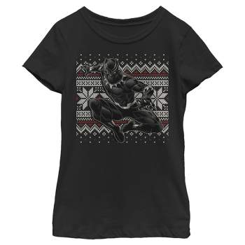 Girl's Marvel Black Panther Knit Pattern Print T-Shirt