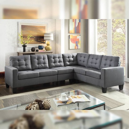 107 Earsom Sectional Sofa Gray Linen