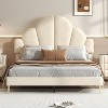 Queen Size Platform Bed with Petal Shape Headboard, Velvet Upholstered -ModernLuxe - 2 of 4
