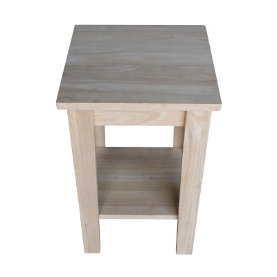 Unfinished Solid Parawood Shaker Plant Stand with Shelf